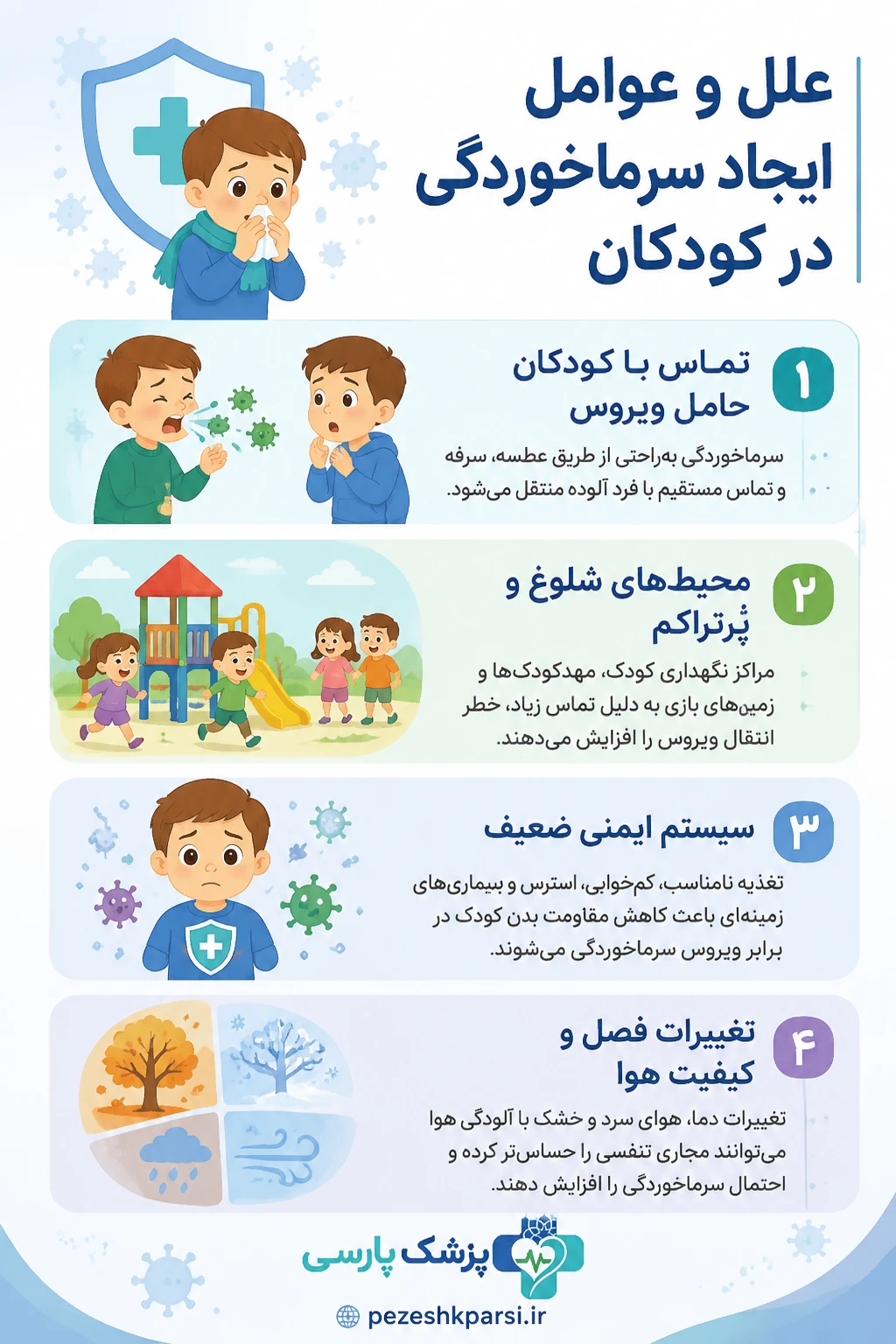 علل و عوامل ایجاد سرماخوردگی در کودکان