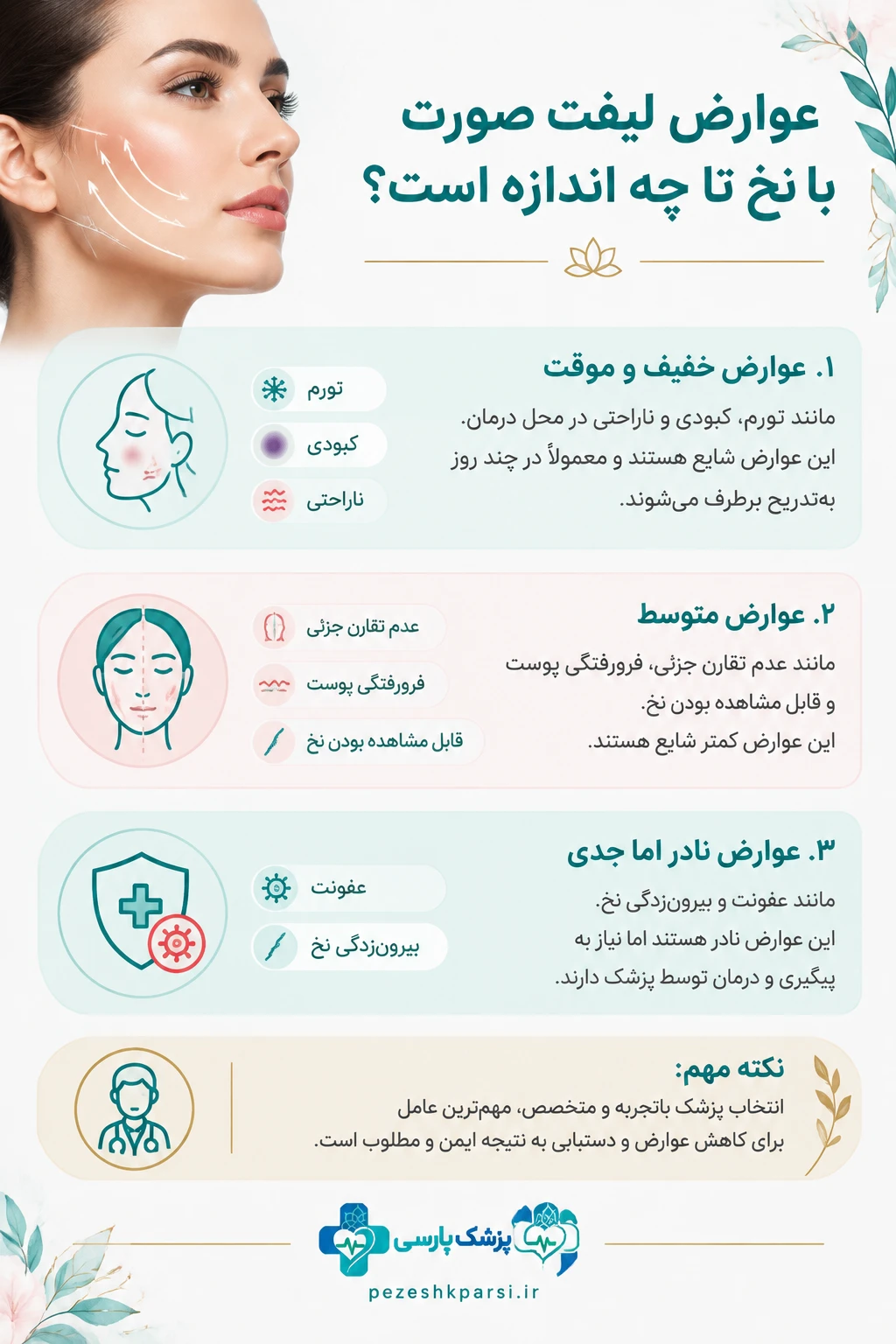 عوارض لیفت صورت با نخ تا چه اندازه است؟