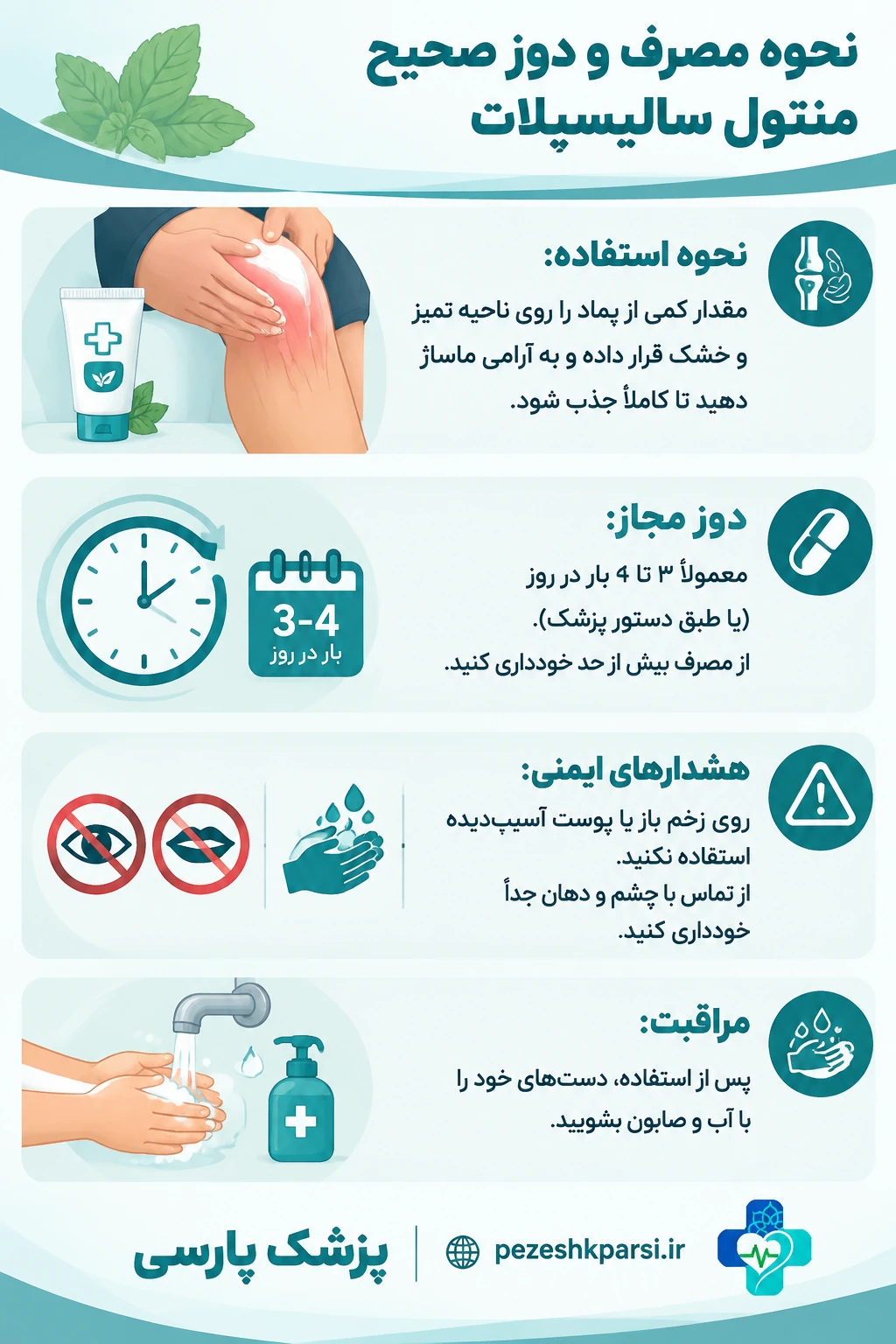 نحوه مصرف و دوز منتول سالیسیلات